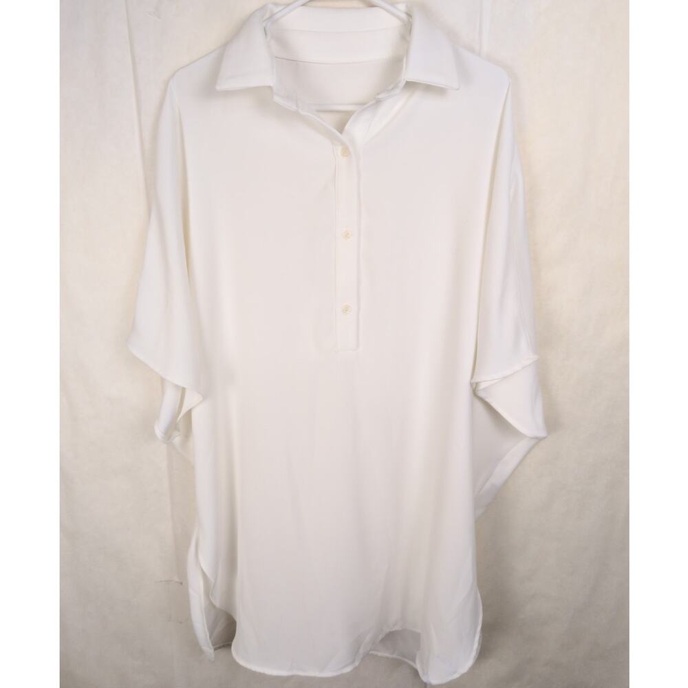 Locker Room white batwing tunic top Med Minimal Preppy Celestial Quiet Luxury